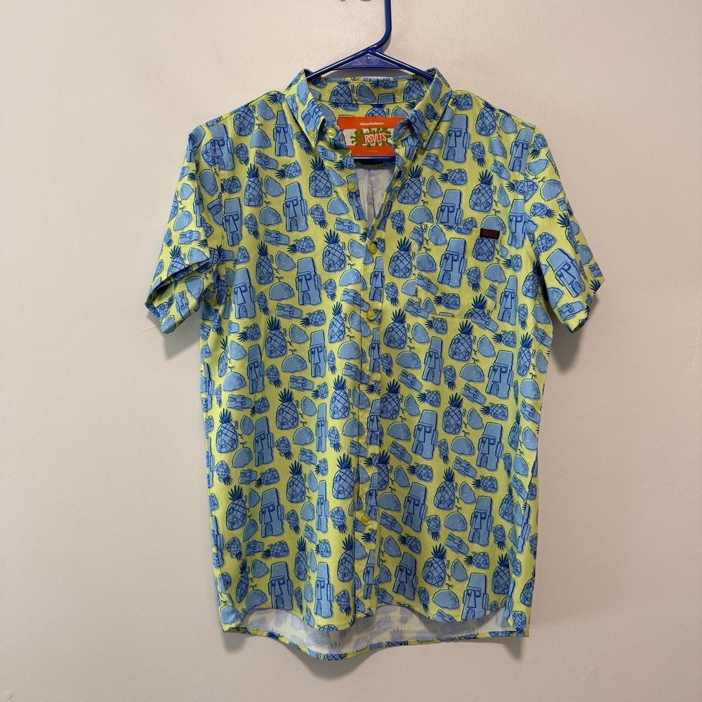 RSVLTS Spongebob Bikini Bottom Print Button Down Shirt Size XL Kid